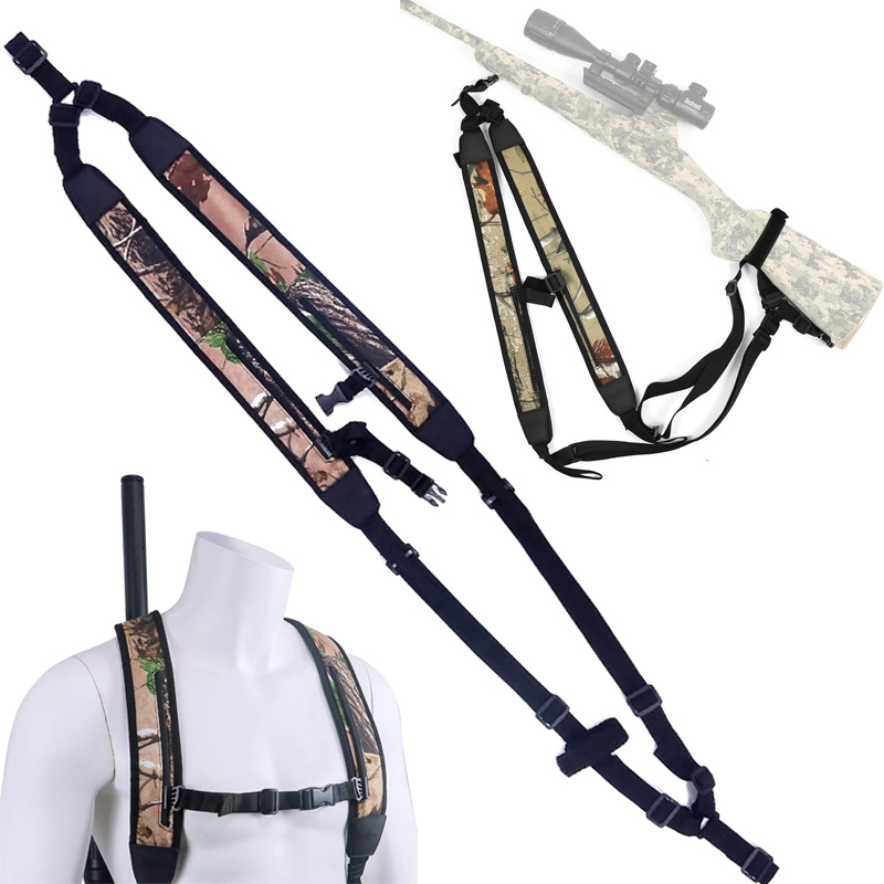 Sling Backpack Shoulder - สายสะพายปืนยุทธวิธีแบบ 2 จุด สายสะพายเป้สะพายหลังแบบคู่สำหรับล่าสัตว์ ปรับได้ ทำจากนีโอพรีน