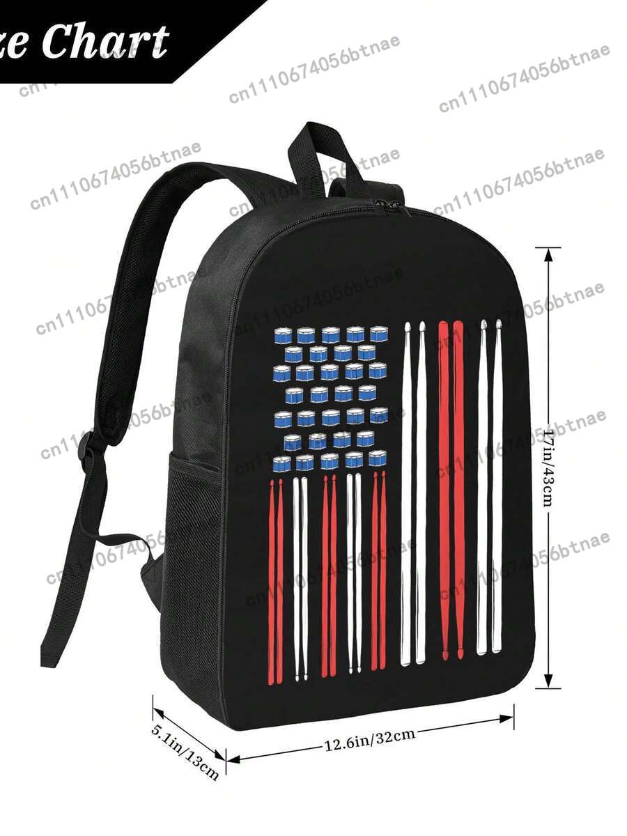 Drum Sticks US American Flag 3 - School Backpack Teen บทวิจารณ์และราคา